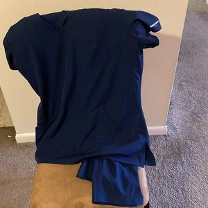 Navy Skechers scrub top and pants set
